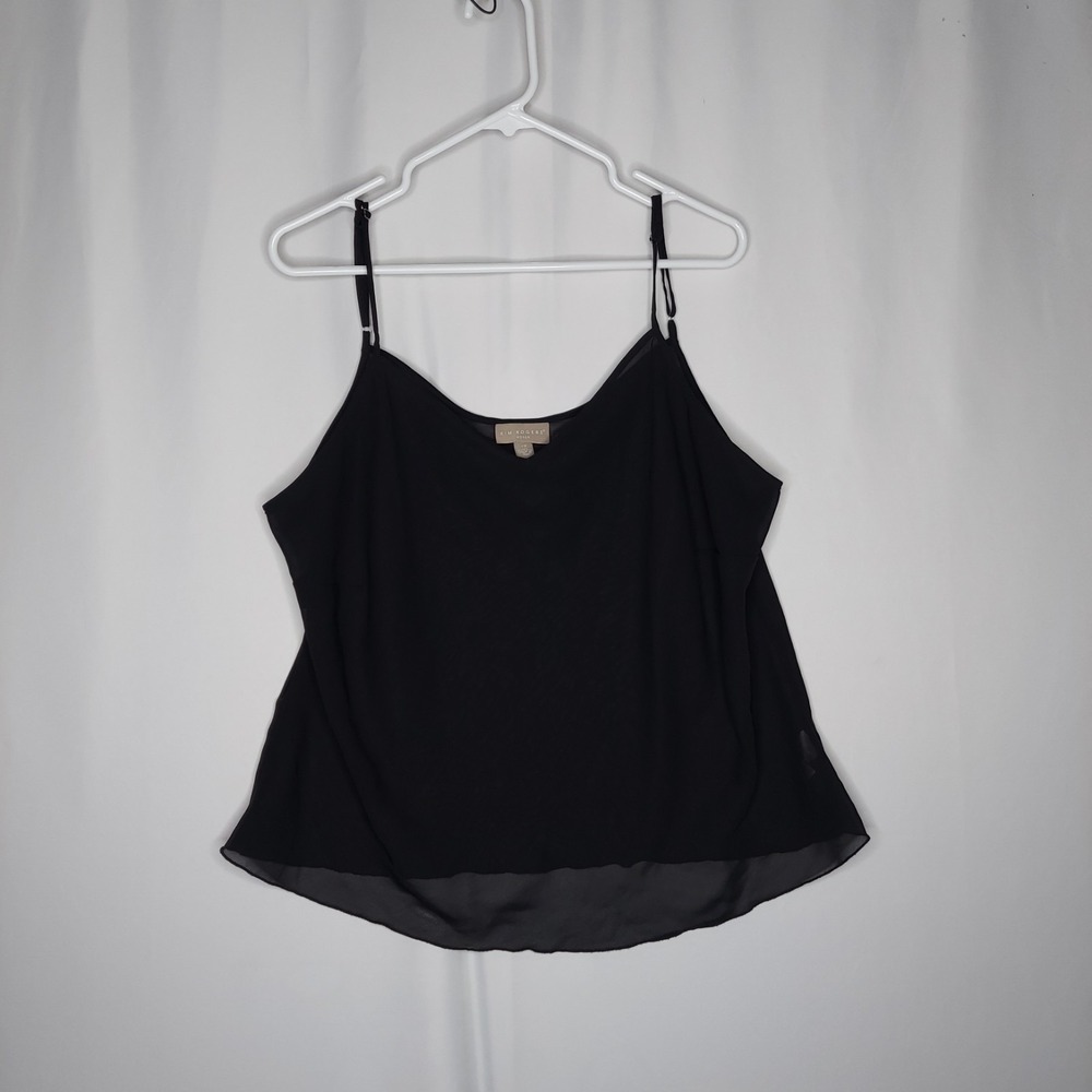 Kim Rogers Tank Top Camisole Women 2X Black Chiffon Sheer Adjustable‎